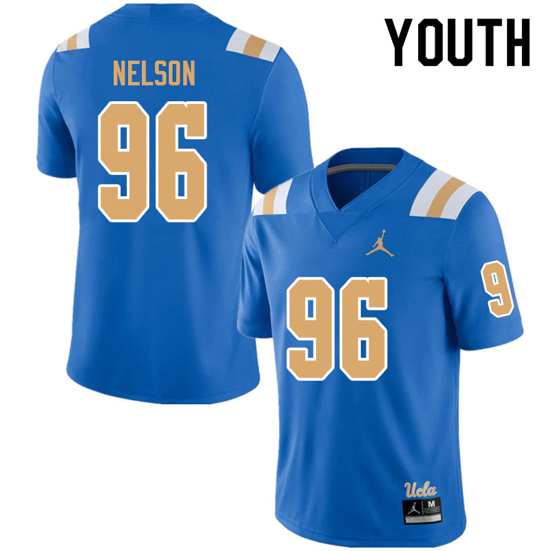 Jordan Brand Youth #96 Hayden Nelson UCLA Bruins College Football Jerseys Sale-Blue - Click Image to Close
